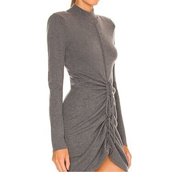 Ronny Kobo x Free People Macall Gray Knit Adjustable Ruched Sweater Mini Dress - Picture 2 of 16